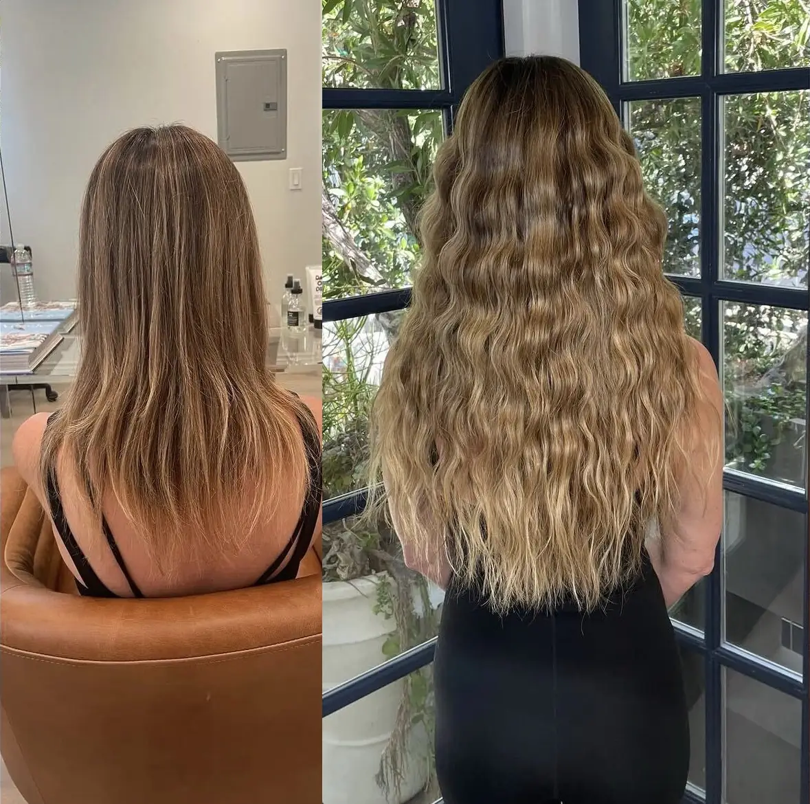 Before and after: shoulder-length hair taken to hip length